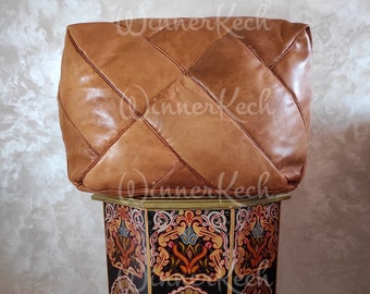 40% OFF Square pouf, Leather pouf, Maroccan pouf, ZigZag pouf