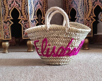 Gifts for Bridesmaids, straw bucket bags,Personalized straw moroccan basket,straw beach bags,custom beach bag,straw tote, Bachelorette Party