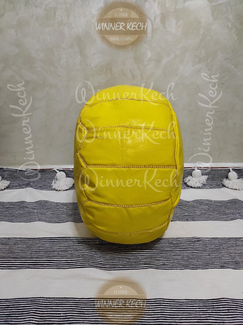 Moroccan pouf Moroccan ottoman leather pouf Berber pouf Yellow Moroccan Leather Pouf ottoman pouf