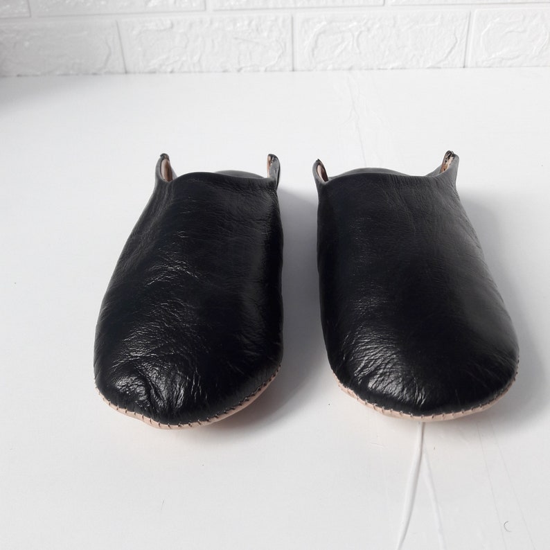 Black Slipper, Womens Moroccan Leather Babouche Slippers,traditional ...