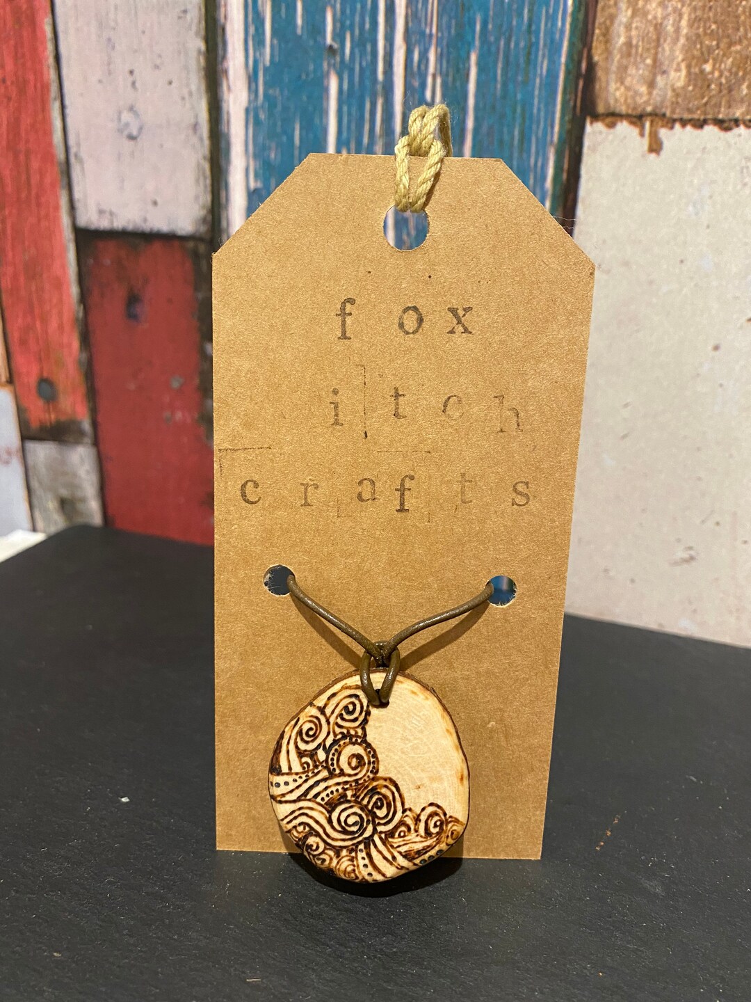 Pyrography Wood Waves Pendant - Etsy