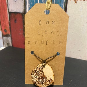Pyrography Wood Waves Pendant