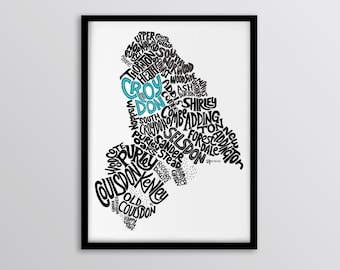 London Borough of Croydon Personalised Map Art Print - Selhurst // Purley // Addington