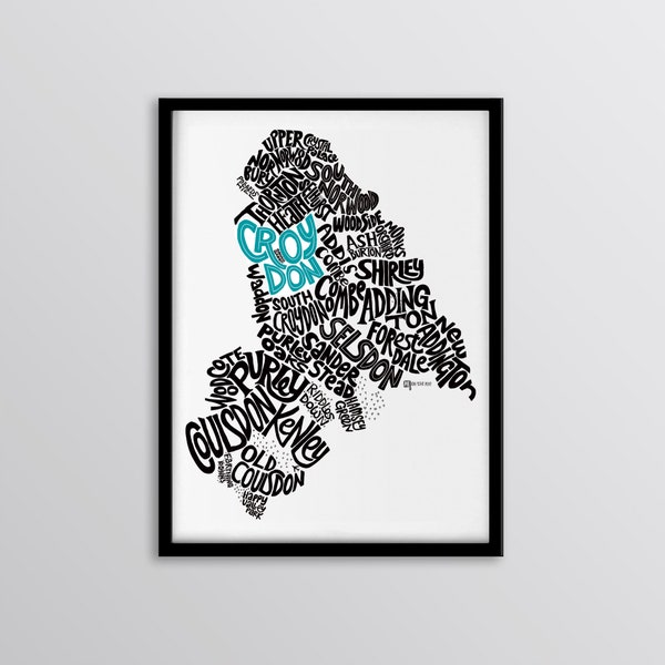 London Borough of Croydon Personalised Map Art Print - Selhurst // Purley // Addington