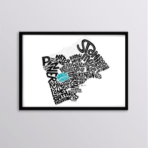 Personalisierter Kunstdruck von Hrow London Borough Map - Stanmore // Pinner // Kenton // Wealdstone // Rayners Lane // Hatch End