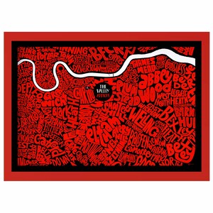 The Valley - Addicks - zwarte achtergrond - typografische voetbalstadionkaart South East London / Charlton - ideaal voor fans van Addicks