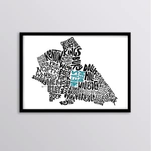 London Borough of Brent Personalised Map Art Print - Kingsbury // Willesden // Wembley // Kenton // Kensal Rise // Dollis Hill