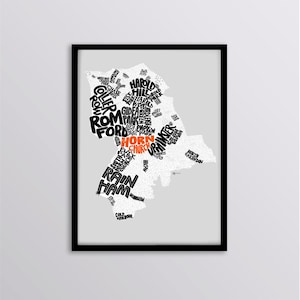 London Borough of Havering Personalised Map Art Print - Romford // Gidea Park // Harold Hill // Rainham // Hornchurch // Upminster
