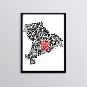 London Borough of Hackney Personalised Map Art Print - Haggerston // Shoreditch // Dalston // Upper Clapton // Homerton // Stoke Newington