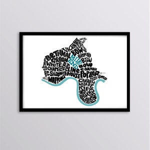 Tower Hamlets London Borough Map Kunstdruck - Bethnal Green // Schleife // Pappel // Mile End // Whitechapel // Canary Wharf