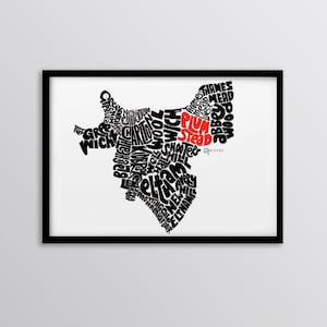 London Borough of Greenwich Personalised Map Art Print - Blackheath // Eltham // Charlton // Plumstead // Woolwich // Thamesmead // Lee