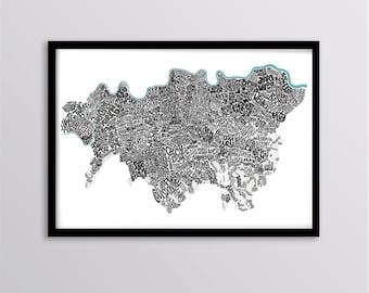 South London Personalised Map Art Print - All Boroughs