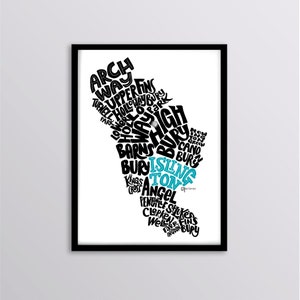 London Borough of Islington Personalised Map Art Print - Highbury // Barnsbury // Angel // Upper Holloway // Archway // Clerkenwell