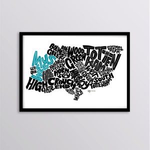 Personalisierter Kunstdruck von Haringey London Borough Map - Crouch End // Tottenham // Muswell Hill // Wood Green // Alexandra Palace & Park