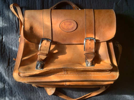 Vintage leather satchel backpack