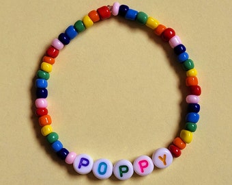 Rainbow Seed Bead Name Bracelet: Personalised Jewellery