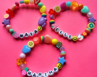 Personalized Name Bracelet: Fruit Beads, Custom Beaded Jewellery