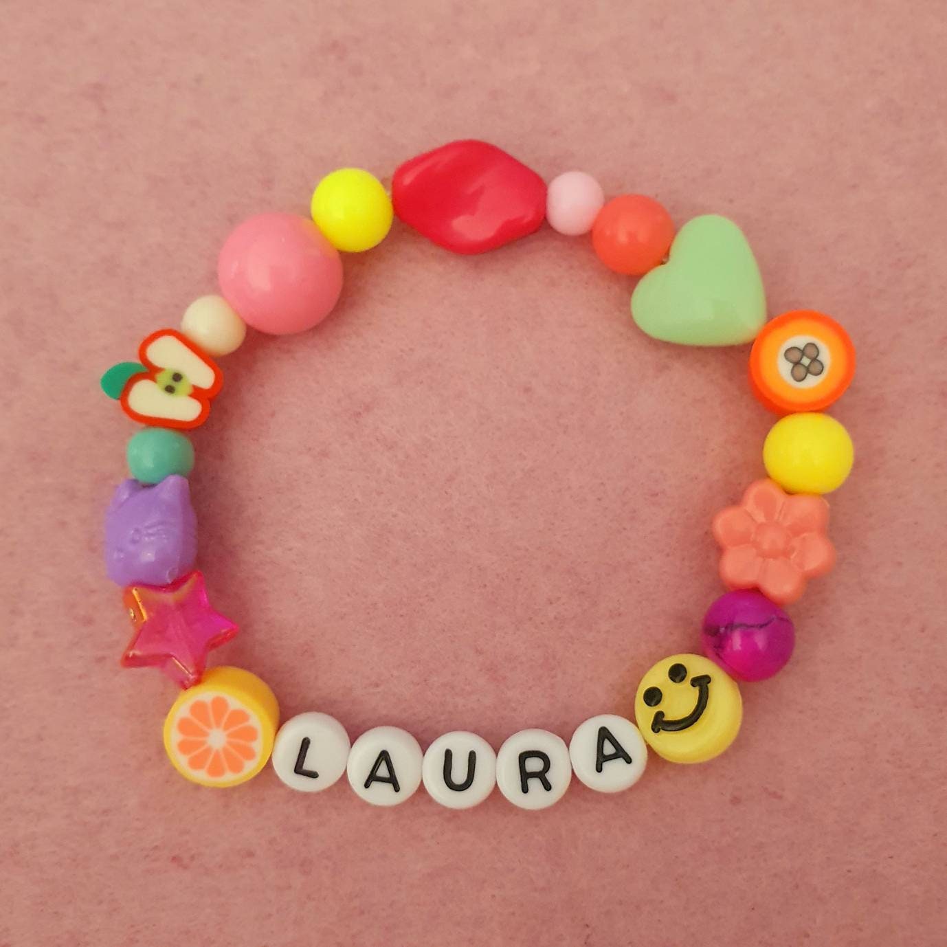 Mixed Bead Name Bracelet Etsy UK