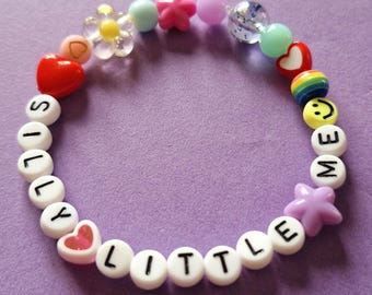 Slogan Beaded Bracelet: "Silly Little Me" - Festival Fashion