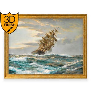 Montague Dawson Wall Art -  Clearing Skies, The &#39;Glory of The Seas&#39; | Museum Quality 3D Oil Canvas Print of Famous Artist Painting