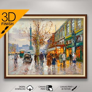 Edouard Leon Cortes - Paris street scene | Premium Quality Art Print of Famous Painting | Museum Art Print | Printable Wall Art