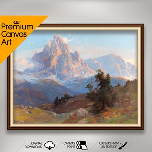 Edward Theodor Compton - A view of Mount Sassolungo | Premium Quality Art Print of Famous Painting | Museum Art Print | Printable Wall Art