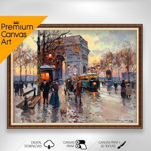 Edouard Cortes - Arc de Triomphe et Lavenue  | Premium Quality Art Print of Famous Painting | Museum Art Print | Printable Wall Art