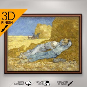 Noon Rest (_The Siesta_) After Millet - Vincent Van Gogh | Museum Quality 3D Oil Canvas Print of Famous Artist Painting