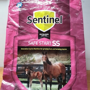 Eco-Friendly Horse Lover&#39;s Reusable Shopping Bag - Handmade from Upcycled Animal Feed Bags &quot;pink horses&quot;