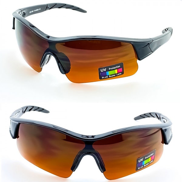 Gafas de sol Blocker KISS® Azul - CICLISMO mod. RAPTOR - Lentes ámbar vs. Celeste, Ropa deportiva unisex