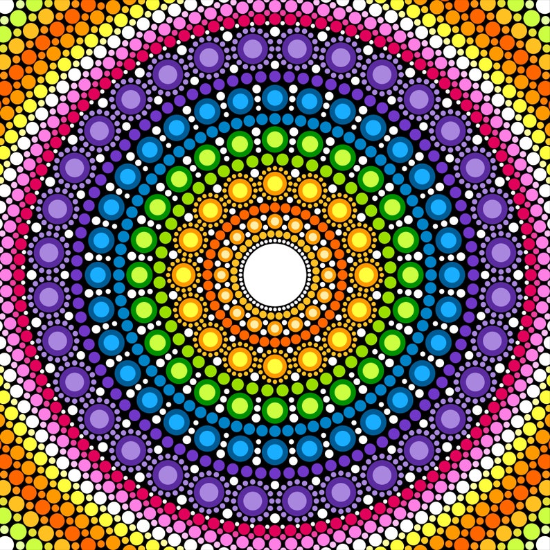 Download Cool Dot Mandala Design Decorative 4 Rainbow SVG | Etsy