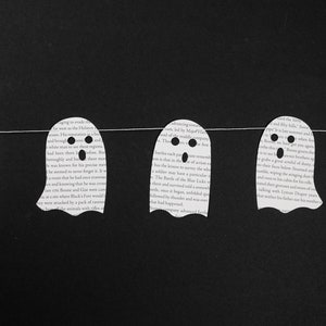 Vintage Book Page Ghost Garland, Fall Decor, Halloween Decor, Upcycled Book Page, Custom, Made to Order, Playroom Decor, Classroom Decor image 8