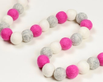 Pink Felt Ball Garland: Girl Room Decor