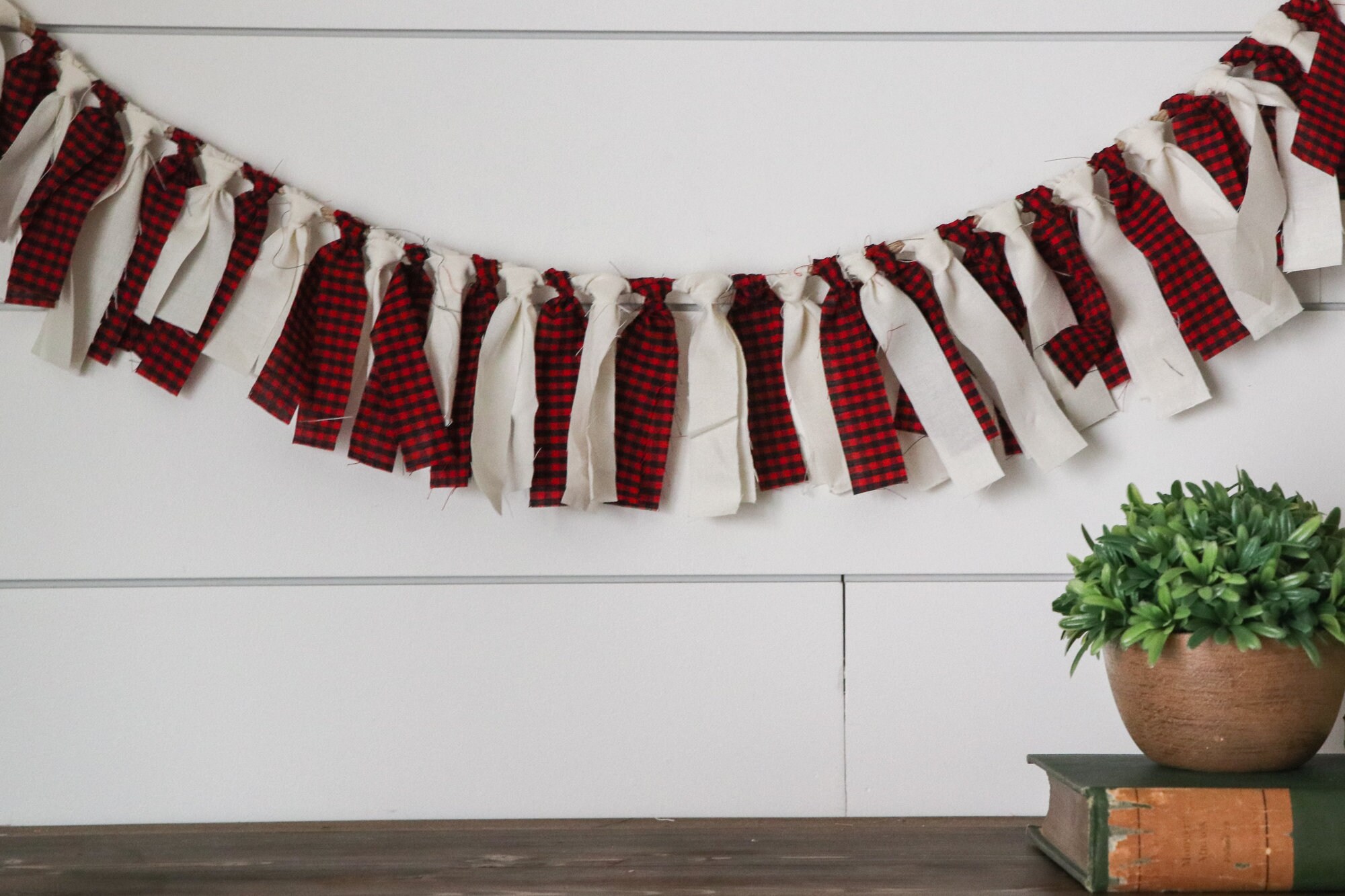 Buffalo Plaid Garland Buffalo Check Christmas Garland Red Etsy