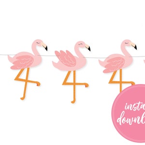 Flamingo Banner, DIY Craft, Printable Banner, Kids Crafts, Luau Decor, Birthday Banner, Pink Flamingo, Pool Party, Photo Prop, Paper Garland