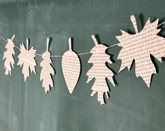 Vintage Book Page Leaf Garland: Upcycled Fall Decor