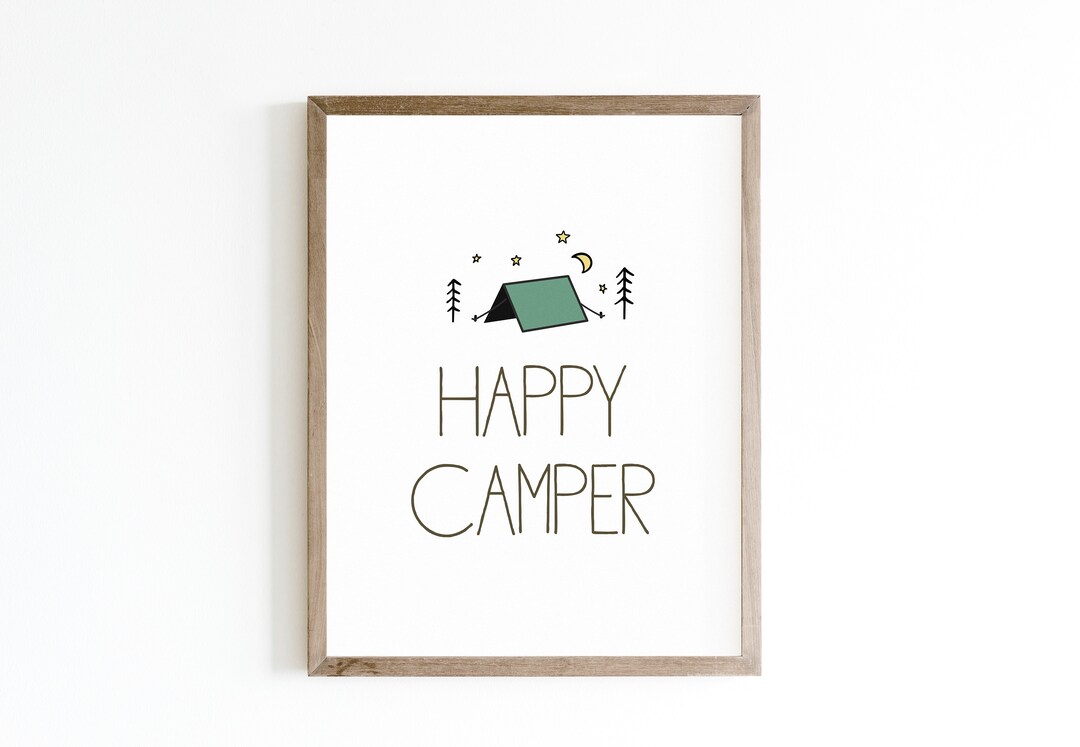 Happy Camper Wall Print Wall Art Playroom Art Camping Art Etsy