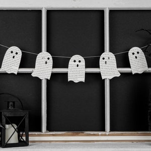 Vintage Book Page Ghost Garland: Halloween Fall Decor
