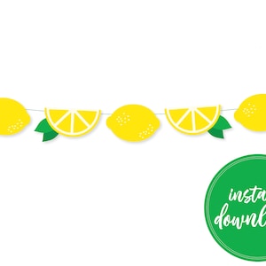 Lemon Slice Garland, Lemonade Stand Banner, Summer Birthday Banner, Printable Garland, Lemon Decor, Summer Decor, Photography Prop, Lemons