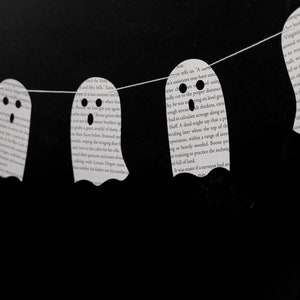 Vintage Book Page Ghost Garland, Fall Decor, Halloween Decor, Upcycled Book Page, Custom, Made to Order, Playroom Decor, Classroom Decor image 9