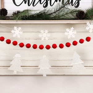 Christmas Tree Garland, Book Page Garland, Christmas Paper Garland, Holiday Decor, Farmhouse Decor, Holiday Party Decor, Cottage Christmas