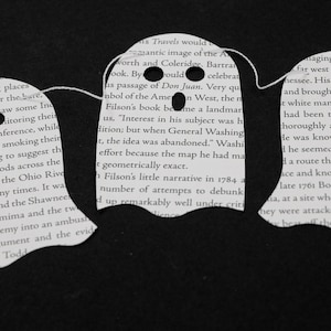 Vintage Book Page Ghost Garland, Fall Decor, Halloween Decor, Upcycled Book Page, Custom, Made to Order, Playroom Decor, Classroom Decor image 6