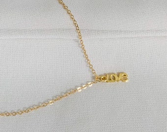 Love word bar necklace, valentine gift, gold filled necklace, word bar necklace, love necklace, wife gift, girlfriend gift, dainty