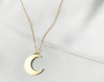 Gold crescent moon necklace, layer necklaces, moon necklace, crescent, celestial, dainty, 14k gold fill, gift for her