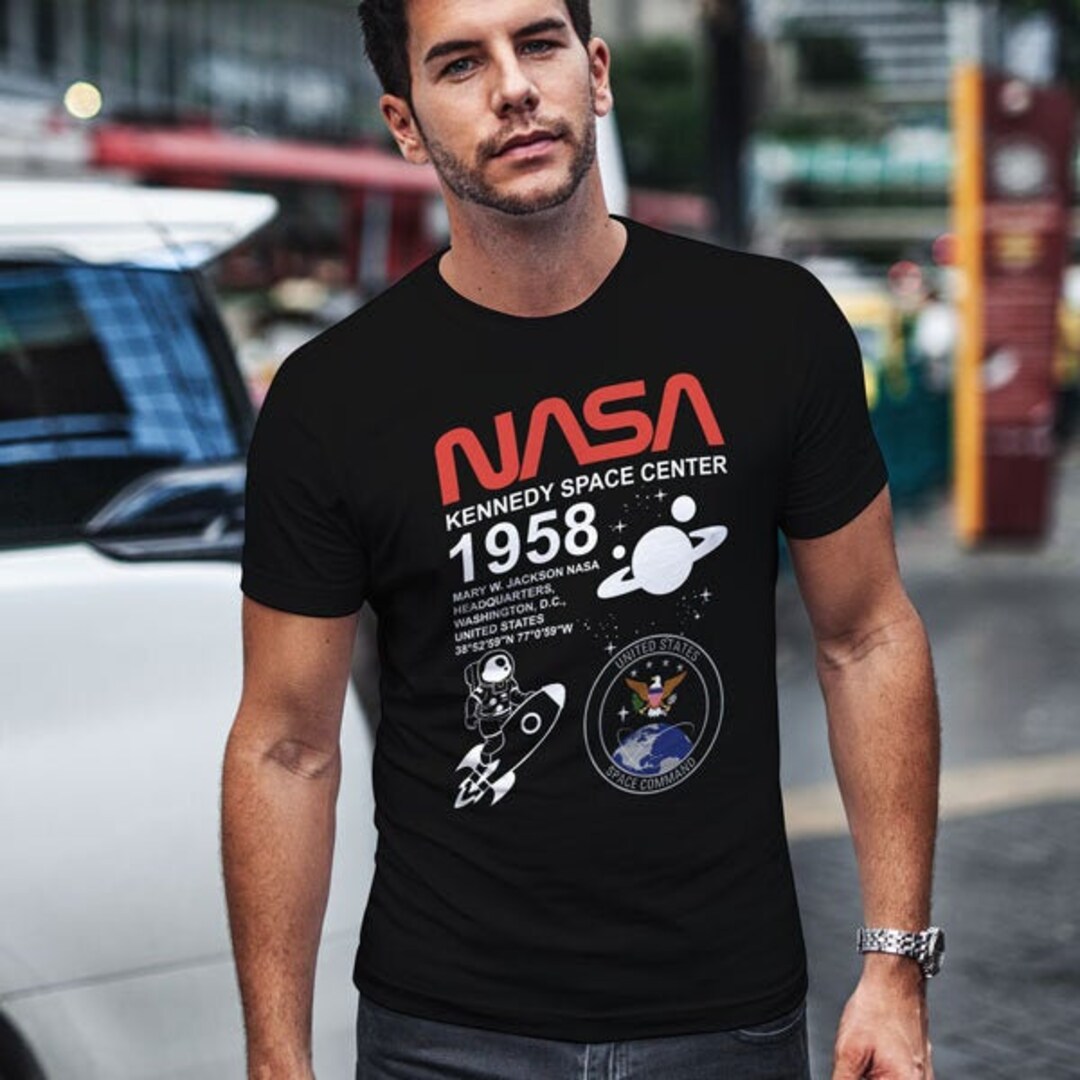 Nasa Him Etsy NASA - Shirt Shirt Present Birthday and Womens Logo T Logo Her for Graphic Shirt Tees Graphic Space Tshirt Nasa Men\'s Printed