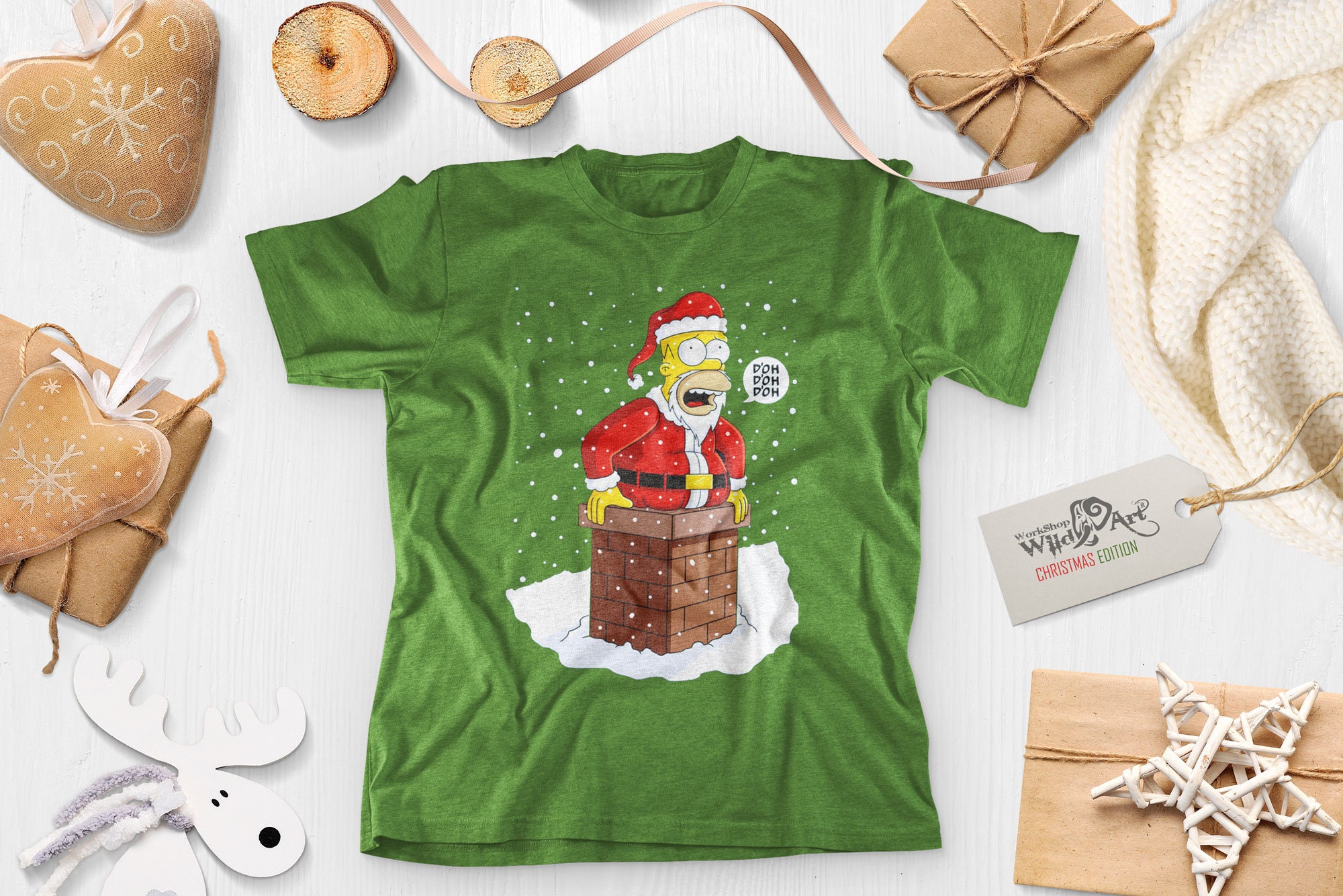 Discover Camiseta Navidad La Familia Simpsons Divertido Lindo para Hombre Mujer