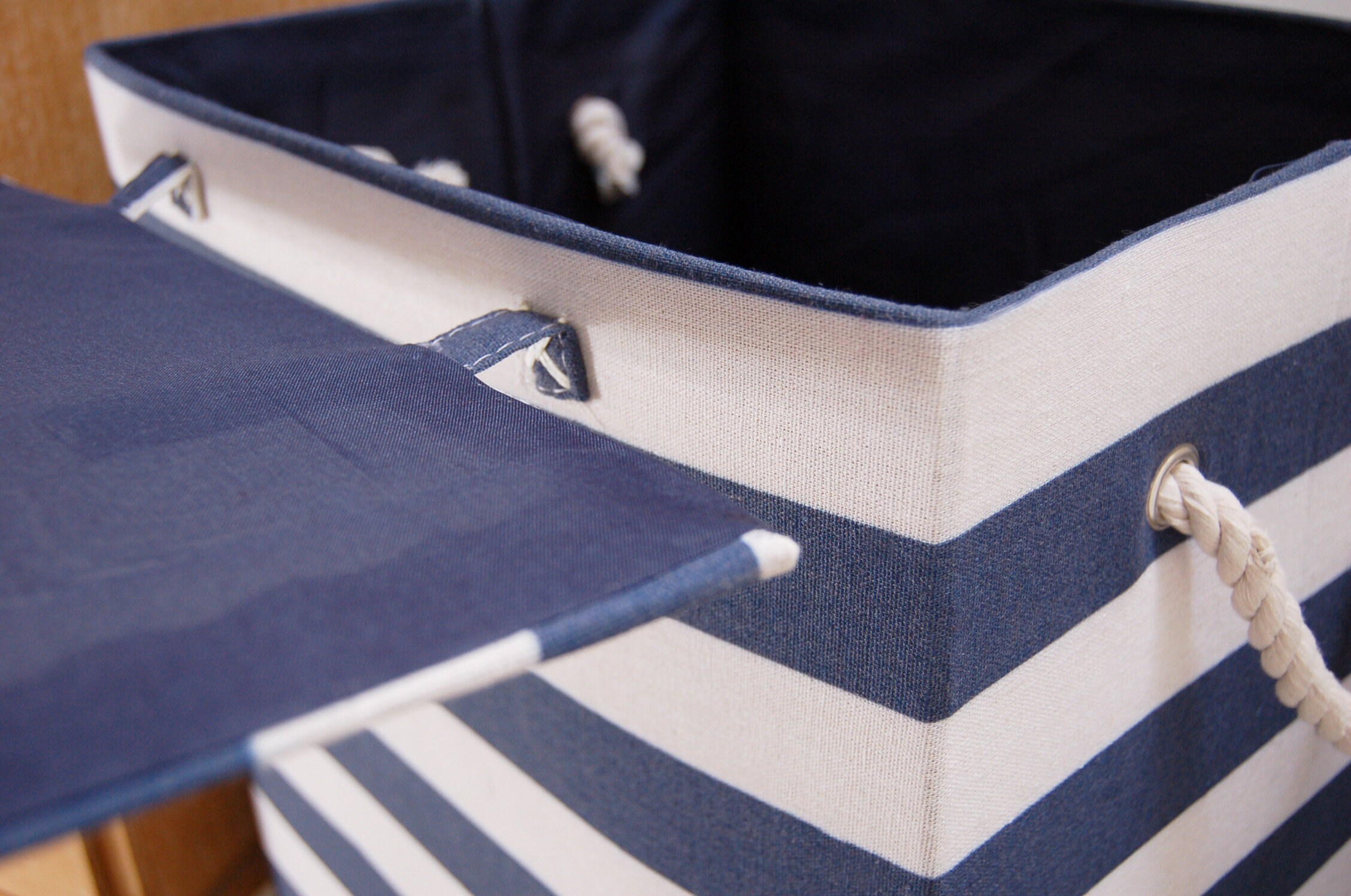 Navy/white Stripe Storage / Laundry Box With Lid Etsy UK