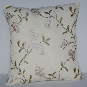Colefax & Fowler embroidered "Coral Tree Silver" cushion cover