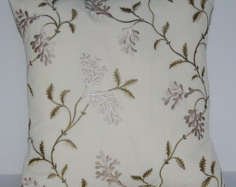 Colefax & Fowler embroidered "Coral Tree Silver" cushion cover