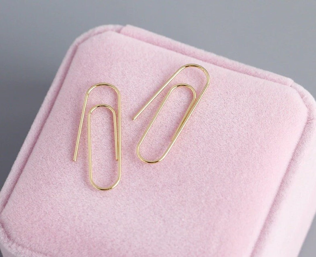 Paper Clip Earrings Silver Paper Clip Earrings Safety Pin Etsy